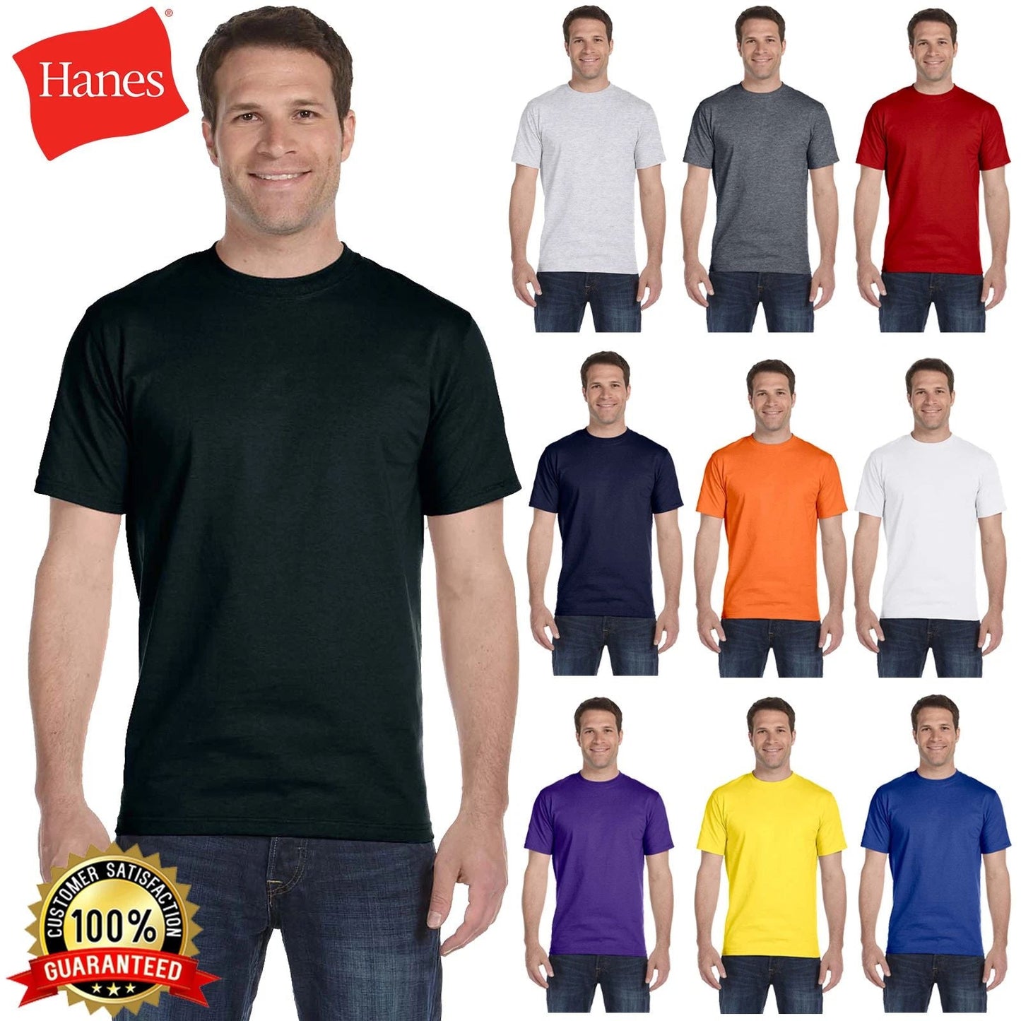 Hanes Men's ComfortSoft 100% Cotton Lay Flat Collar Blank T-Shirt 5280 S-4XL Unisex T-shirt, Sweatshirt, Hoodie, Long Sleeve Tee - T-Shirt, Sweatshirt, Hoodie