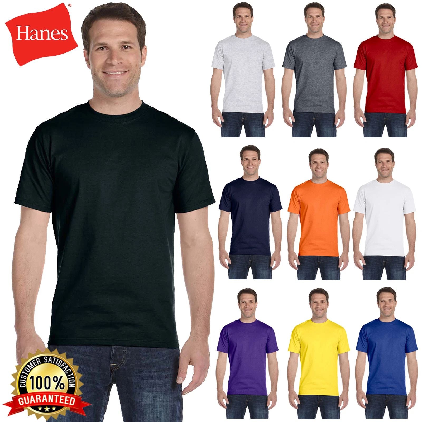 Hanes Men's ComfortSoft 100% Cotton Lay Flat Collar Blank T-Shirt 5280 S-4XL Unisex T-shirt, Sweatshirt, Hoodie, Long Sleeve Tee - T-Shirt, Sweatshirt, Hoodie
