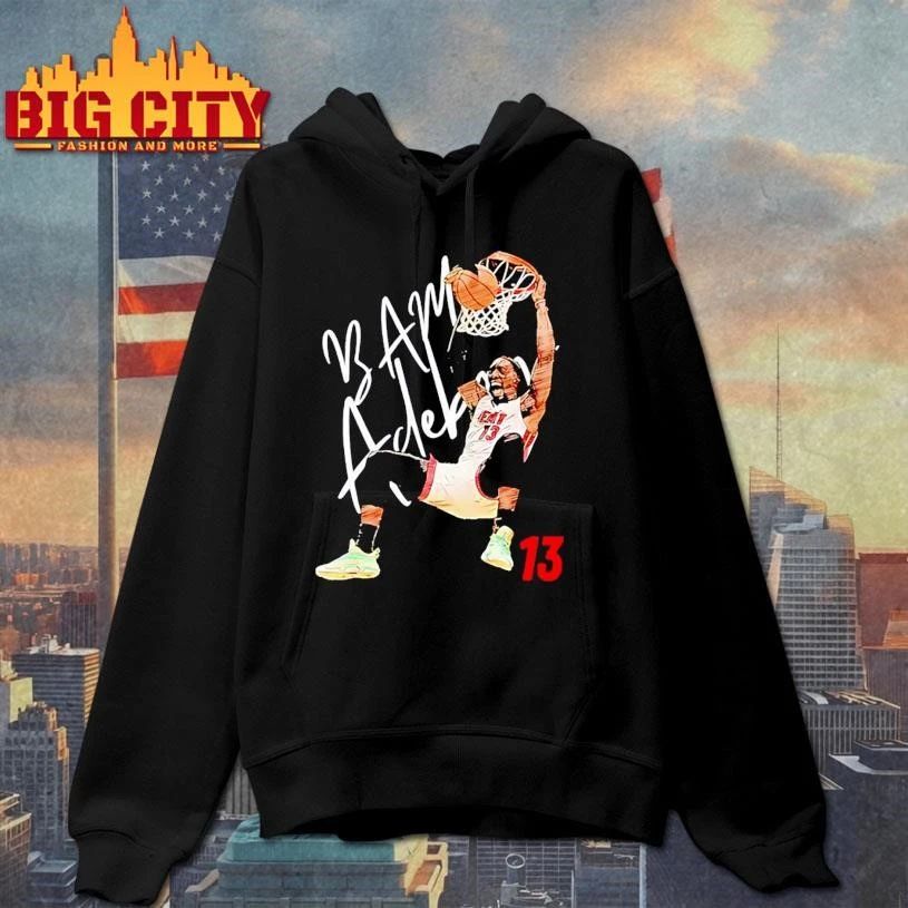 Miami Bam Adebayo #13 Dunk Basketball Cartoon - Adult & Kids T-Shirts, Sweatshirts & Hoodies apparel design preview 2