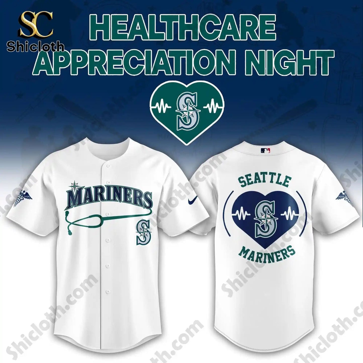 Seattle Mariners Healthcare Appreciation Night Limited Edition Jersey 2026 baseball jersey product view 3
