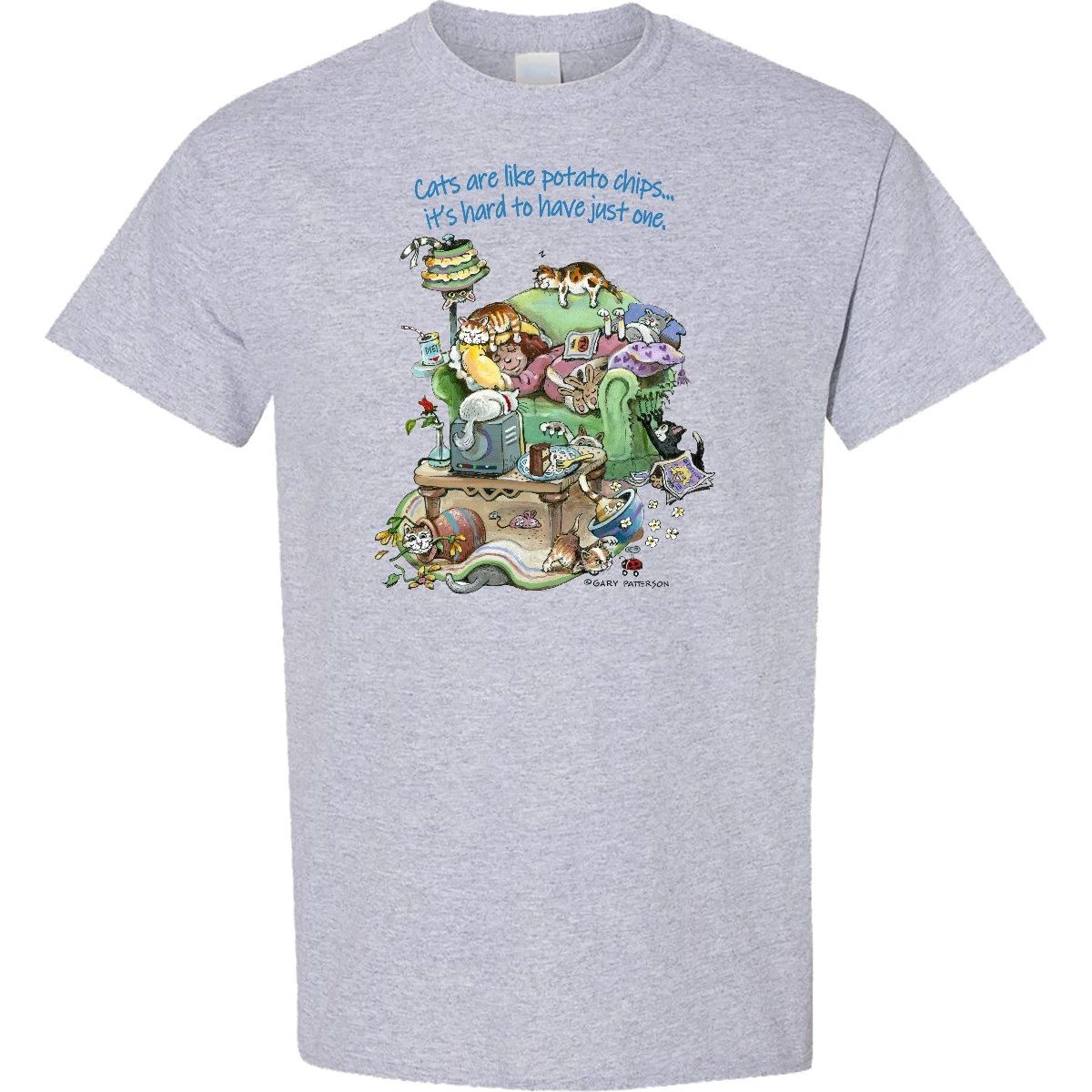 Inktastic Cats Are Like Potato Chips It's Hard To Have Just 1 - Gary Patterson Unisex T-shirt, Sweatshirt, Hoodie, Long Sleeve Tee - T-Shirt, Sweatshirt, Hoodie
