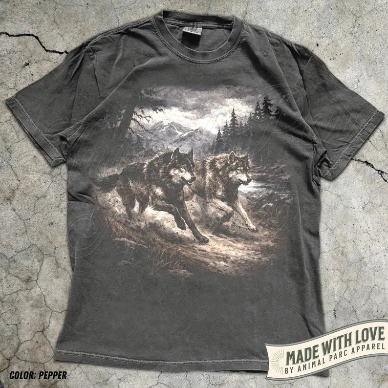 Vintage Wolves Running Comfort Tee Shirt Wild Animal Nature Graphic Unisex T-shirt, Sweatshirt, Hoodie, Long Sleeve Tee - T-Shirt, Sweatshirt, Hoodie