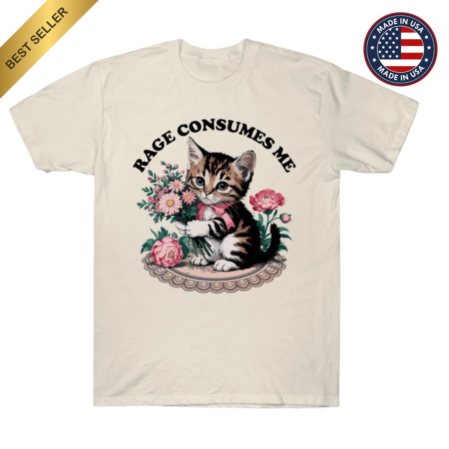 Rage Consumes Me Cat Flower Cute Kitty Cat Meme T-Shirt Unisex T-shirt, Sweatshirt, Hoodie, Long Sleeve Tee - T-Shirt, Sweatshirt, Hoodie