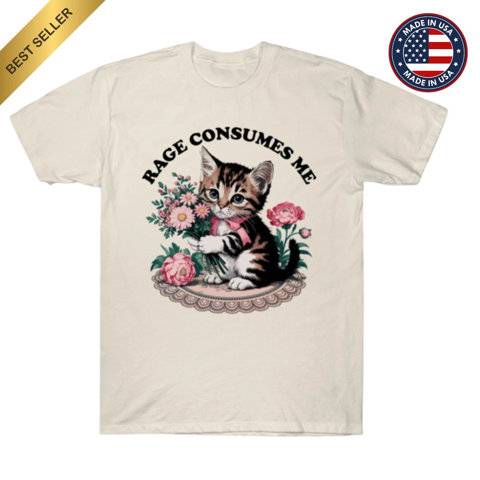 Rage Consumes Me Cat Flower Cute Kitty Cat Meme T-Shirt Unisex T-shirt, Sweatshirt, Hoodie, Long Sleeve Tee - T-Shirt, Sweatshirt, Hoodie