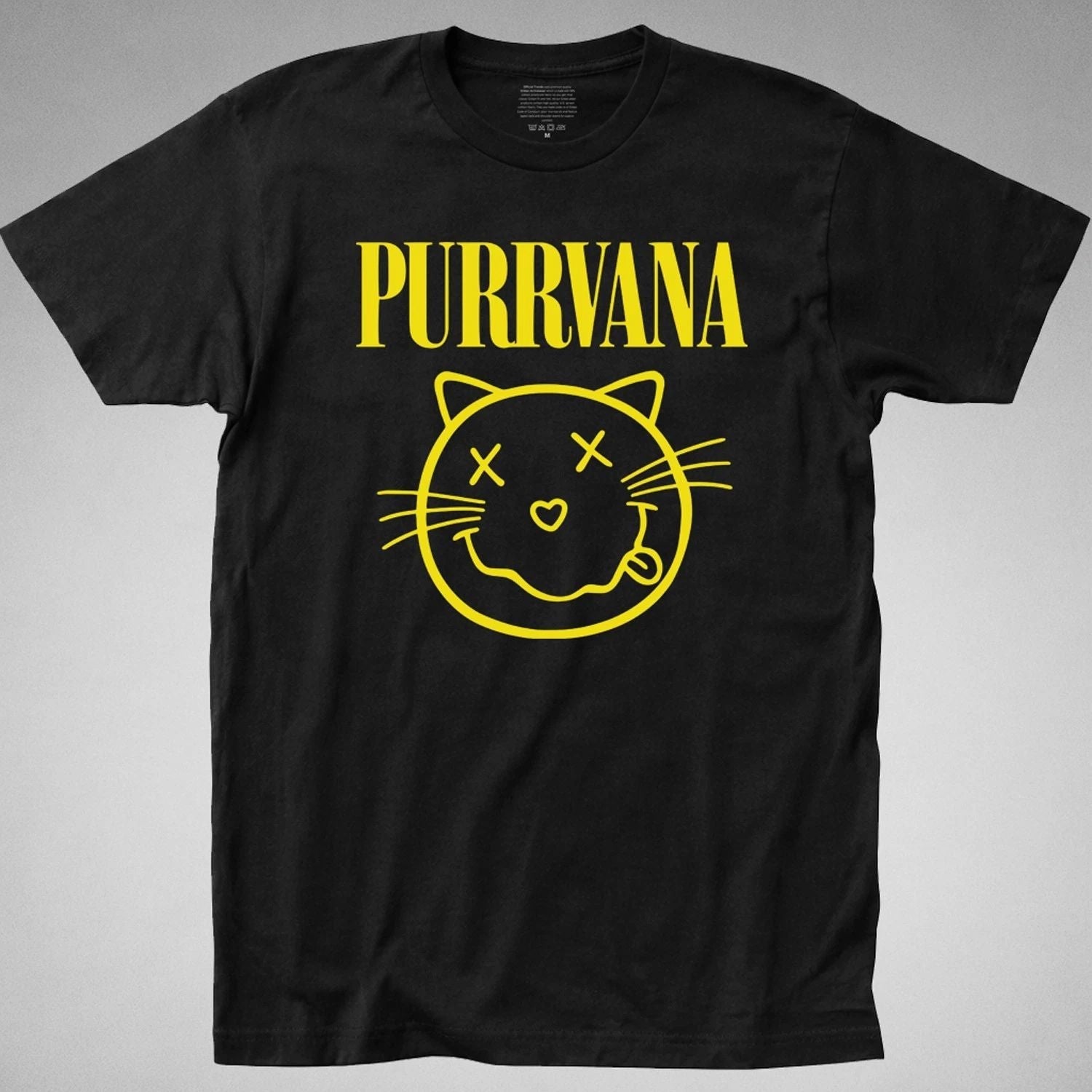 PURRVANA T-Shirt TEE cat grunge kurt funny parody grunge is dead 90s cobain purr Unisex T-shirt, Sweatshirt, Hoodie, Long Sleeve Tee - T-Shirt, Sweatshirt, Hoodie