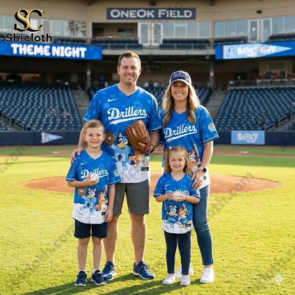 Tulsa Drillers x Bluey Night Limited Jersey sports jersey product view 1