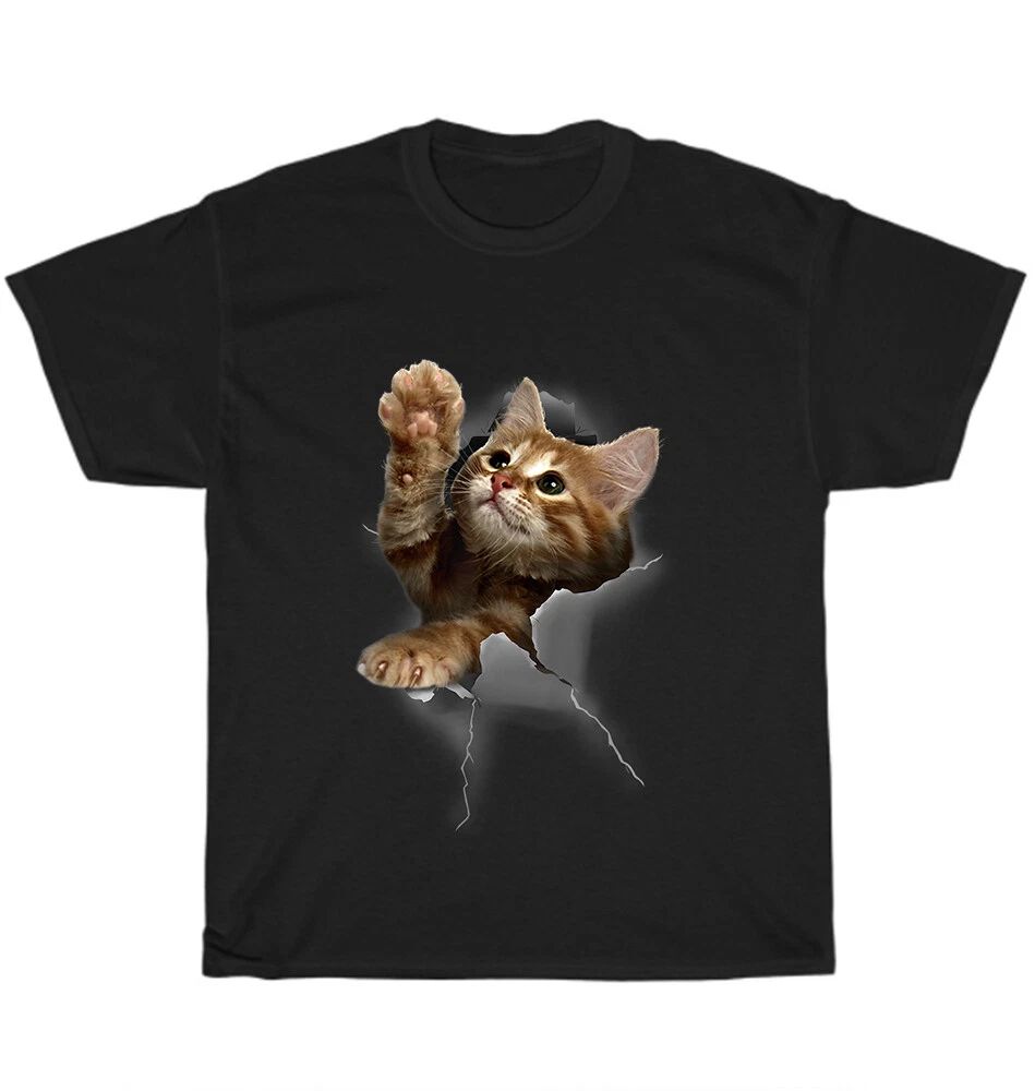Lovely Cat Kitten Cracked Wall Cats Pet Animal Lover T-Shirt Unisex Tee Gift NEW Unisex T-shirt, Sweatshirt, Hoodie, Long Sleeve Tee - T-Shirt, Sweatshirt, Hoodie