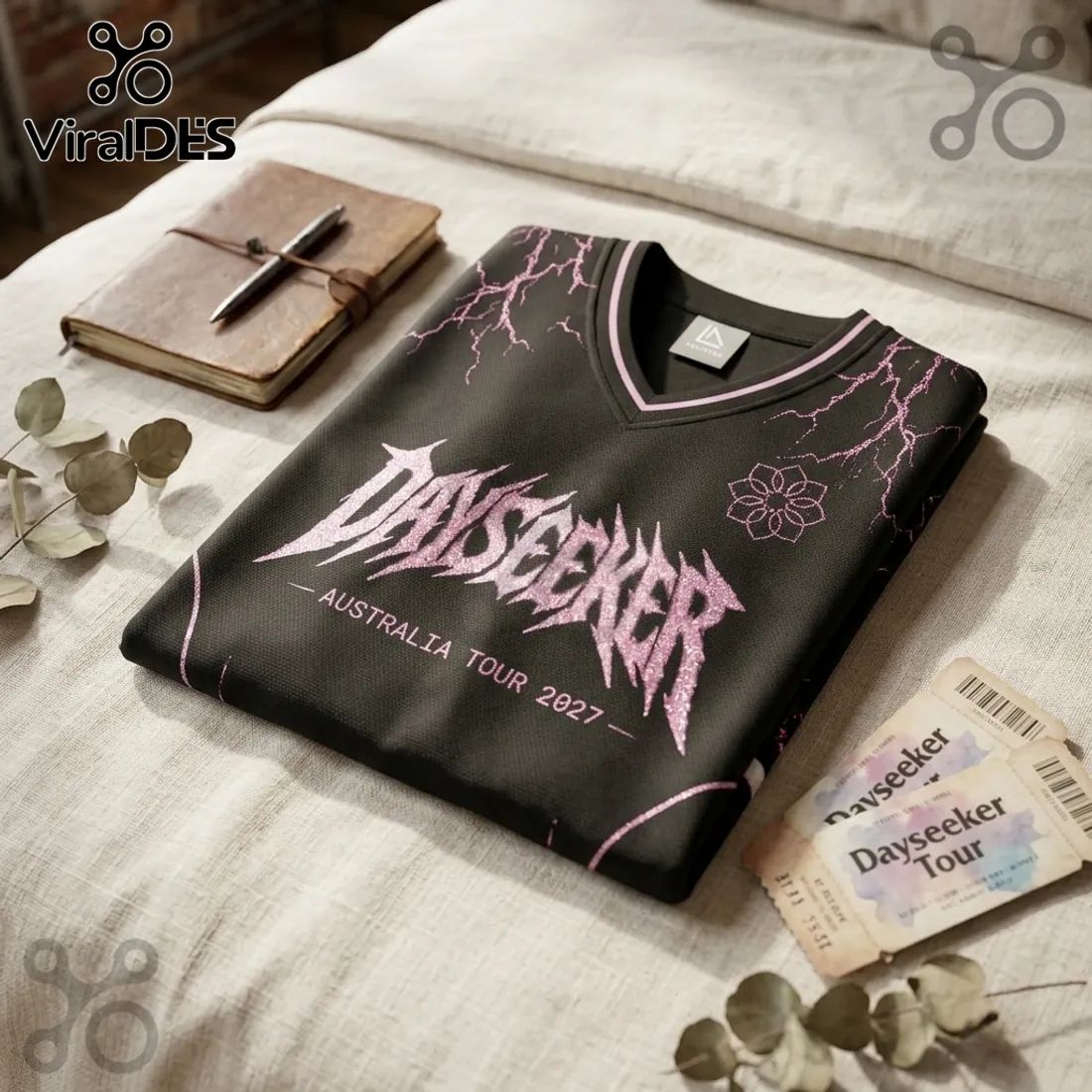 Dayseeker Black and Pink 2027 Australian Tour Football Jersey football jersey product view 2