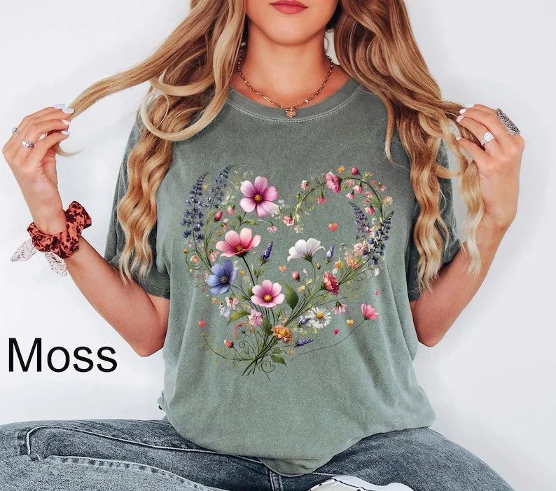 Flower Comfort Tee Aesthetic Shirt Soft Cotton Top Floral Design Gift Idea Unisex T-shirt, Sweatshirt, Hoodie, Long Sleeve Tee - T-Shirt, Sweatshirt, Hoodie
