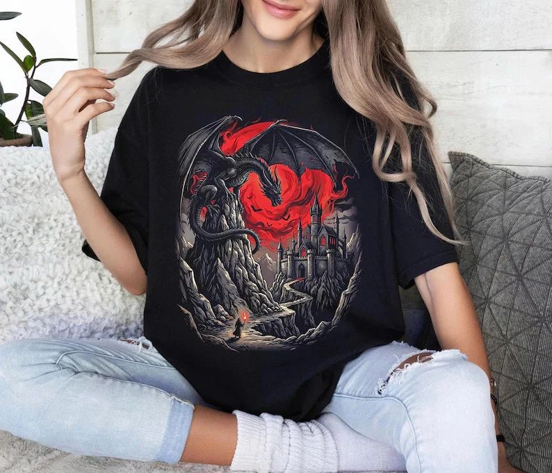 Unisex Dragon Comfort Tee Vintage Style Dark Aesthetic Soft Unisex T-shirt, Sweatshirt, Hoodie, Long Sleeve Tee - T-Shirt, Sweatshirt, Hoodie