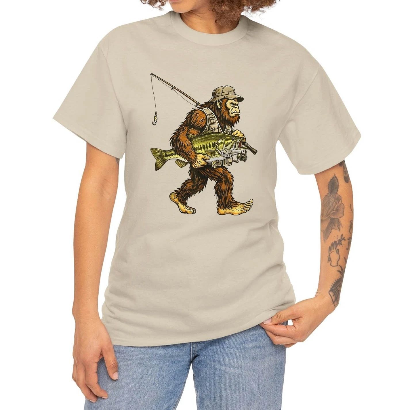 Bass Bigfoot Fisherman River Fishing Sasquatch Fish Lovers T-Shirt Unisex T-shirt, Sweatshirt, Hoodie, Long Sleeve Tee - T-Shirt, Sweatshirt, Hoodie