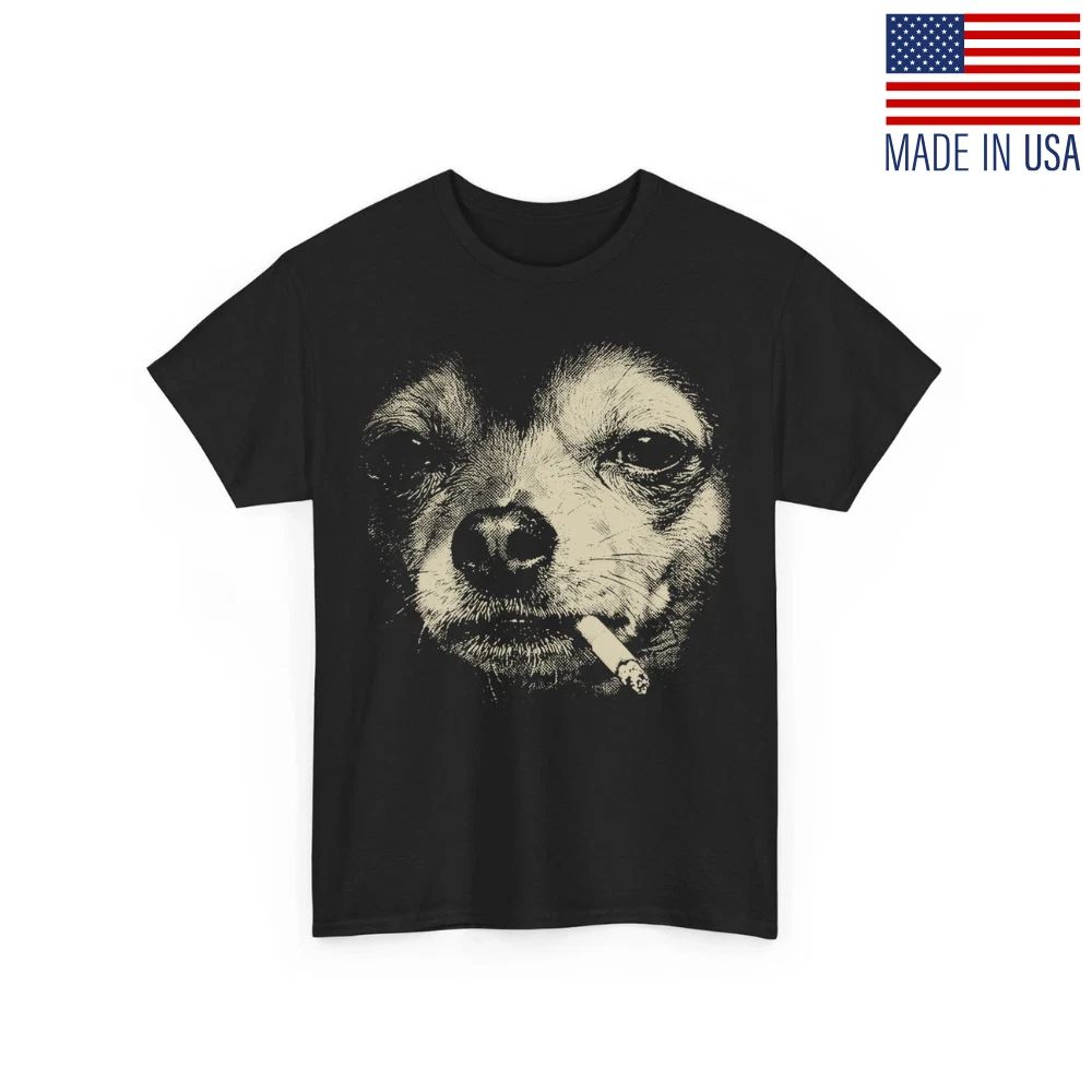 Dog Smoking Cigarette Funny Chihuahua Meme Design Retro Unisex T-Shirt Reprint Unisex T-shirt, Sweatshirt, Hoodie, Long Sleeve Tee - T-Shirt, Sweatshirt, Hoodie