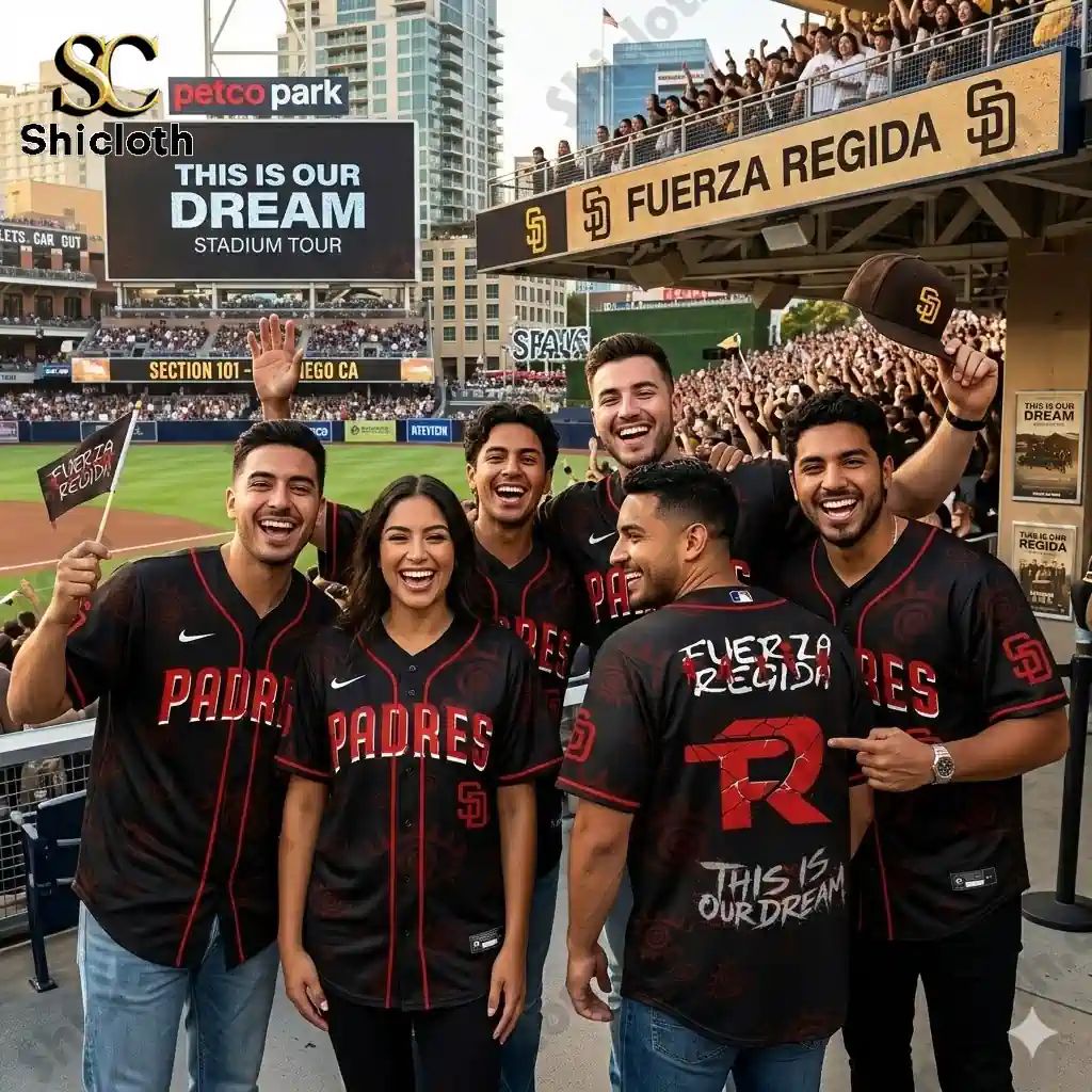 San Diego Padres x Fuerza Regida This Is Our Dream Stadium Tour 2026 Jersey baseball jersey product view 1