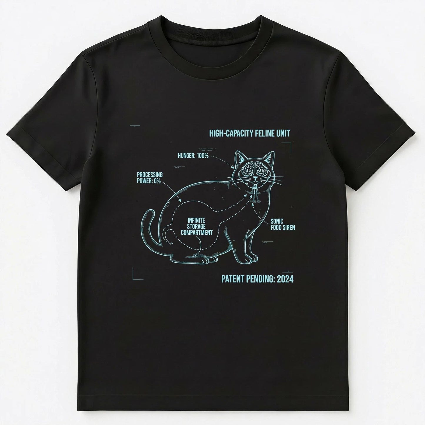 Cat Lover Feline Unit Diagram Hungry Pet Owner Humor Unisex T-Shirt Unisex T-shirt, Sweatshirt, Hoodie, Long Sleeve Tee - T-Shirt, Sweatshirt, Hoodie