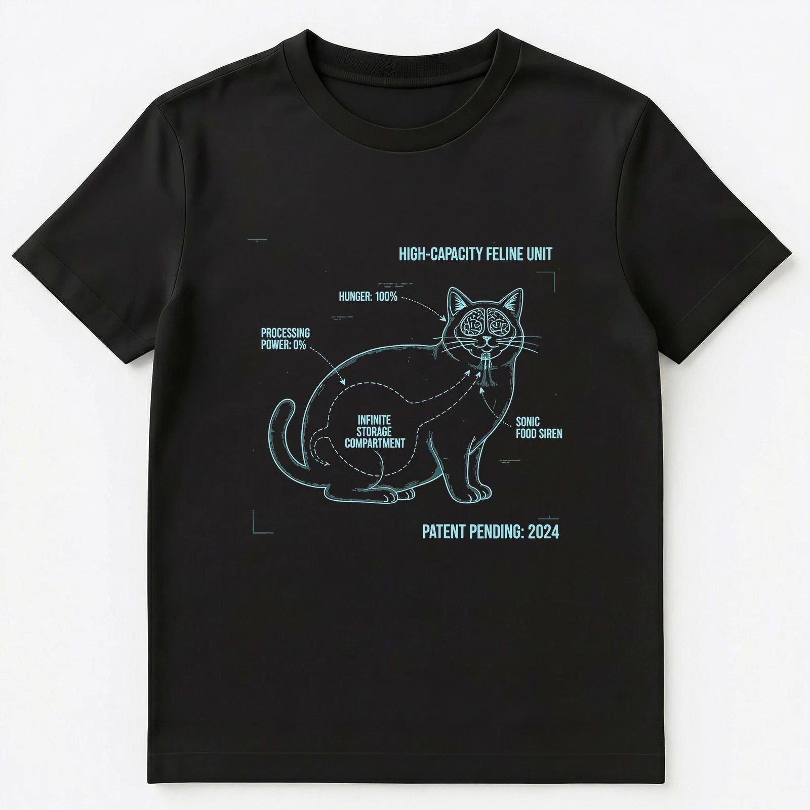 Cat Lover Feline Unit Diagram Hungry Pet Owner Humor Unisex T-Shirt Unisex T-shirt, Sweatshirt, Hoodie, Long Sleeve Tee - T-Shirt, Sweatshirt, Hoodie