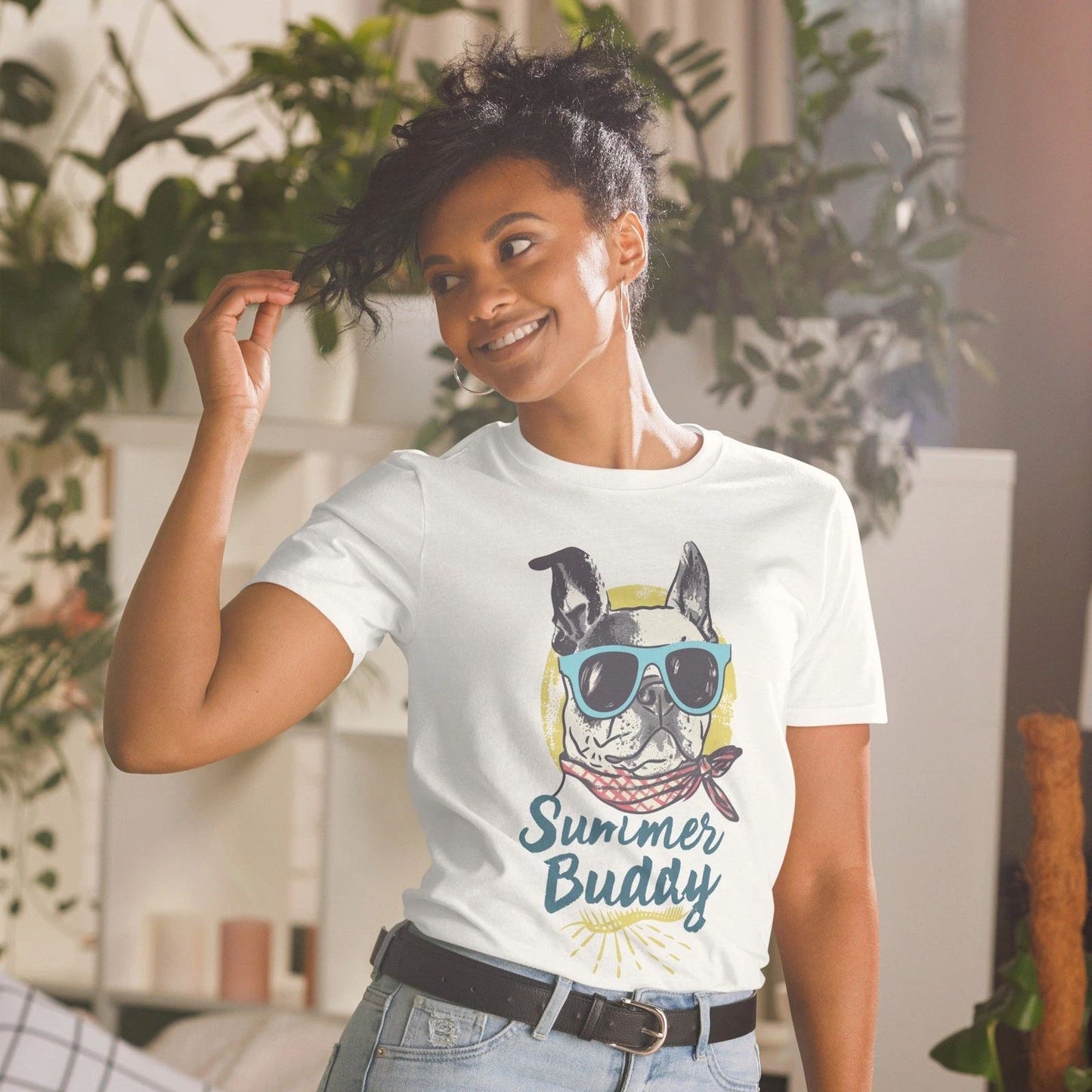 Summer Buddy Dog T-Shirt  Cute Dog Lover Tee  Summer Dog Graphic Shirt  Fun#32 Unisex T-shirt, Sweatshirt, Hoodie, Long Sleeve Tee - T-Shirt, Sweatshirt, Hoodie