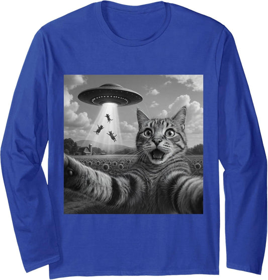 Alien Cat Selfie UFO Gifts - Funny Escape Humor Long Sleeve T-Shirt Unisex T-shirt, Sweatshirt, Hoodie, Long Sleeve Tee - T-Shirt, Sweatshirt, Hoodie