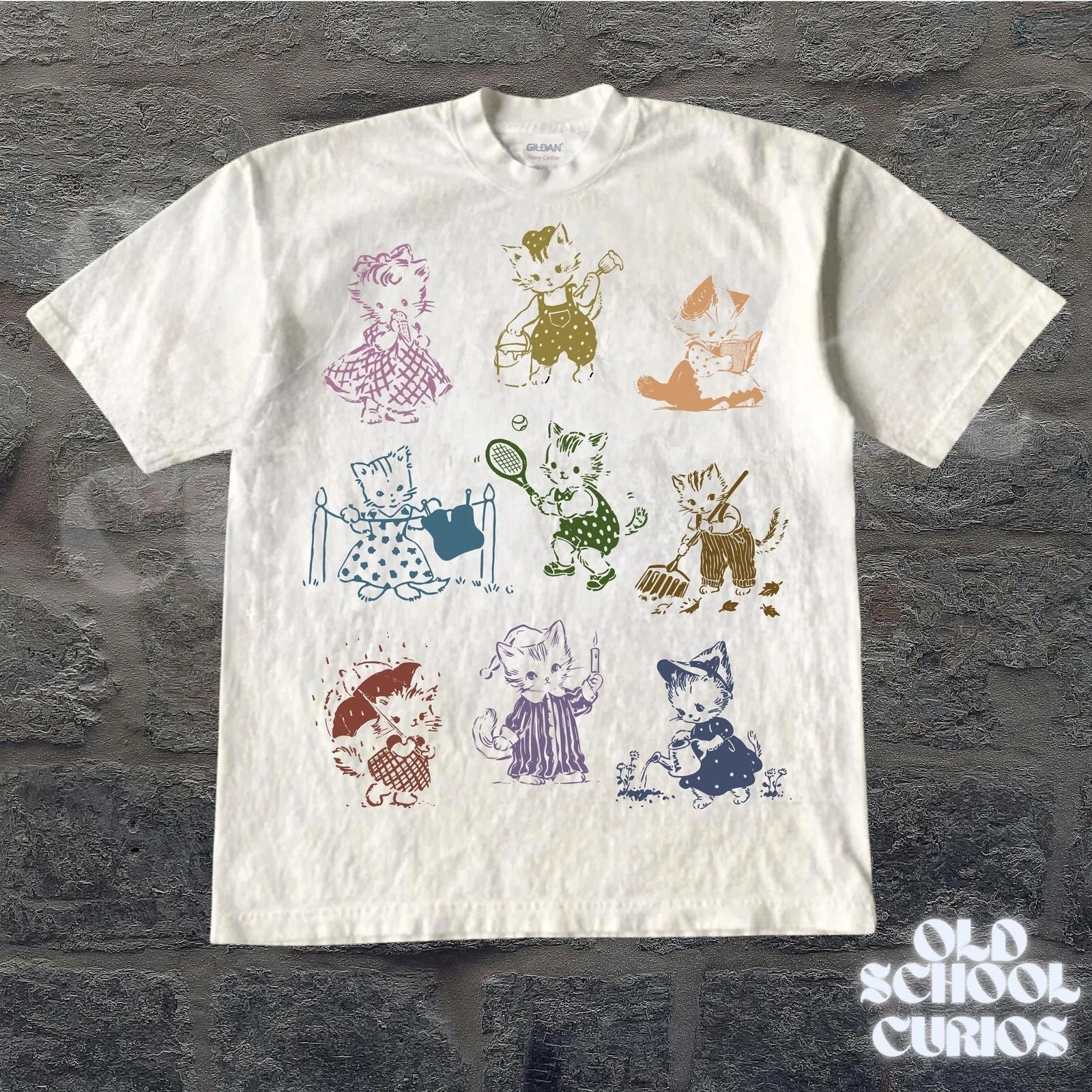 Cat 90s Tattoo Vintage T-shirt  Retro Kitten Cute Shirt  Cat Lovers Gift  Cats Unisex T-shirt, Sweatshirt, Hoodie, Long Sleeve Tee - T-Shirt, Sweatshirt, Hoodie