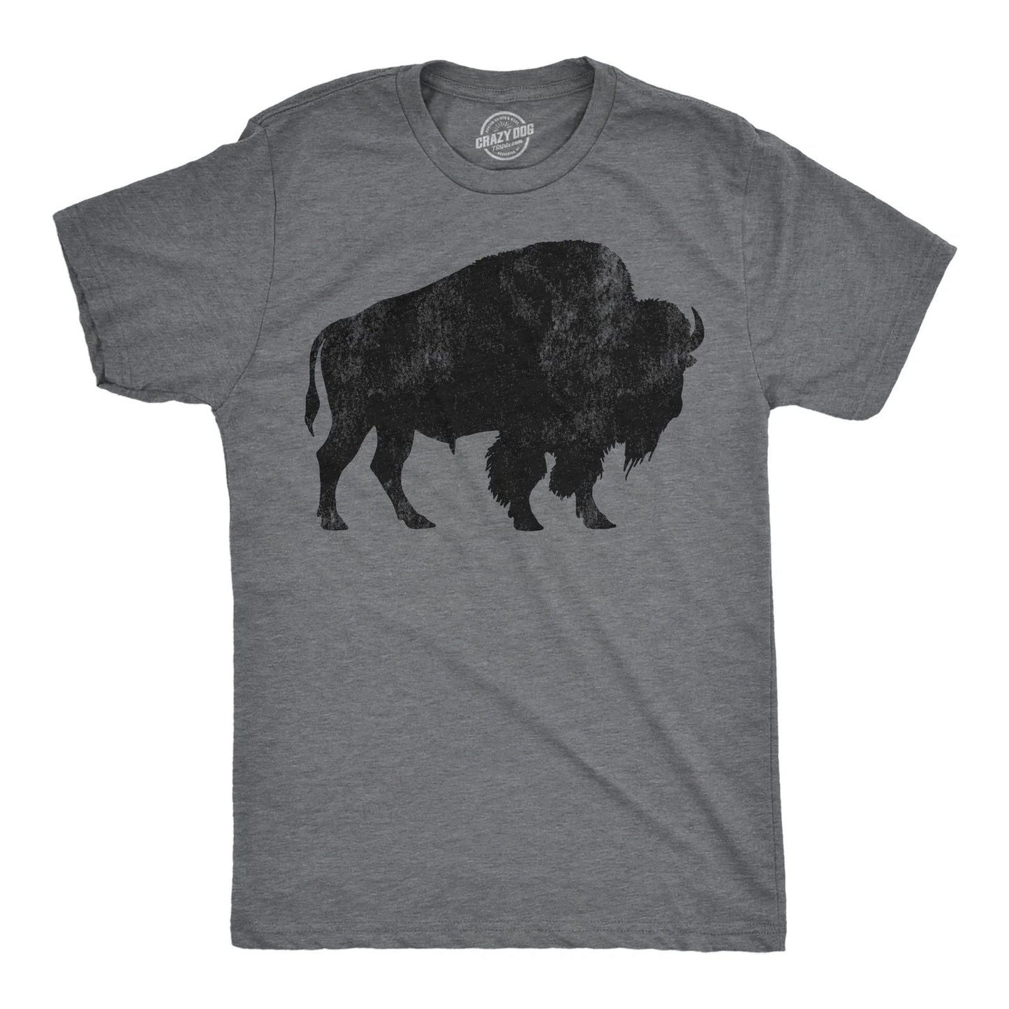Mens Buffalo Silhouette T Shirt Cool Animal Tee with Standing Buffalo Print for Unisex T-shirt, Sweatshirt, Hoodie, Long Sleeve Tee - T-Shirt, Sweatshirt, Hoodie
