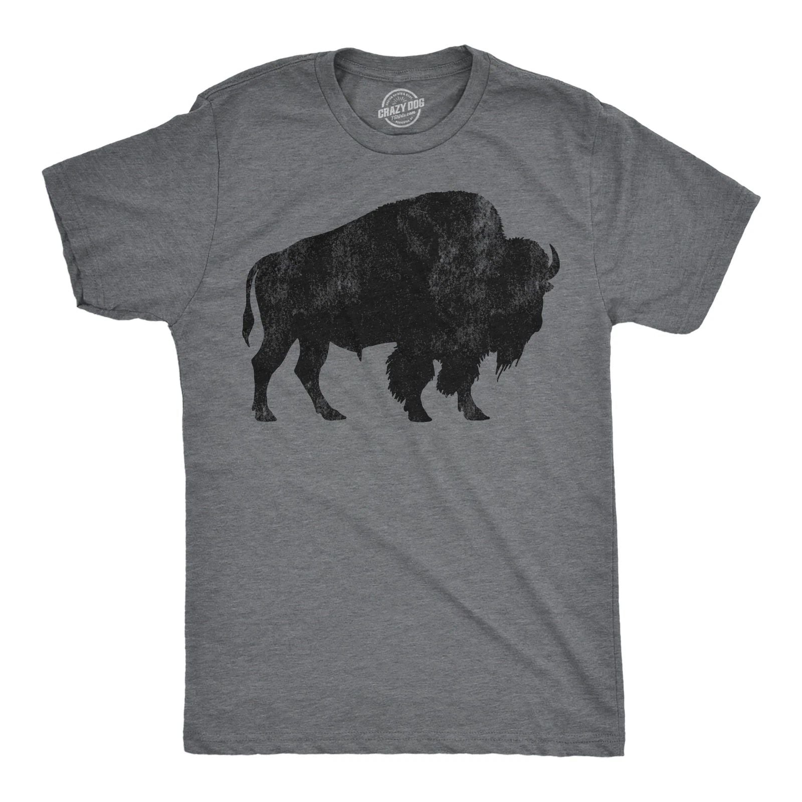 Mens Buffalo Silhouette T Shirt Cool Animal Tee with Standing Buffalo Print for Unisex T-shirt, Sweatshirt, Hoodie, Long Sleeve Tee - T-Shirt, Sweatshirt, Hoodie