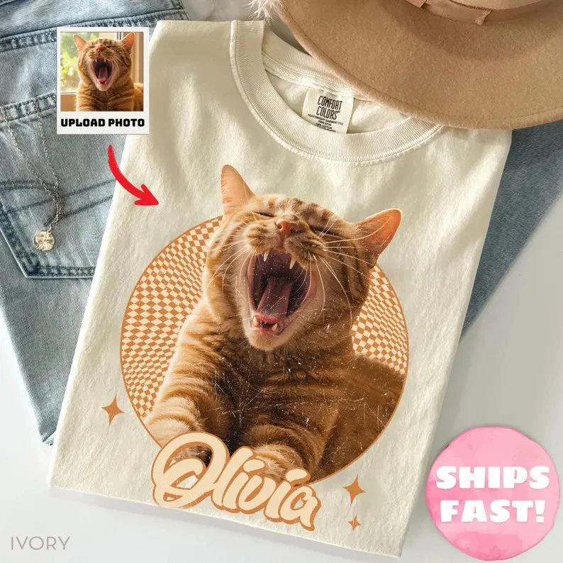 Custom Cat Comfort Tee Shirt Funny Cat Lover Gift Soft Cotton Unisex T-shirt, Sweatshirt, Hoodie, Long Sleeve Tee - T-Shirt, Sweatshirt, Hoodie
