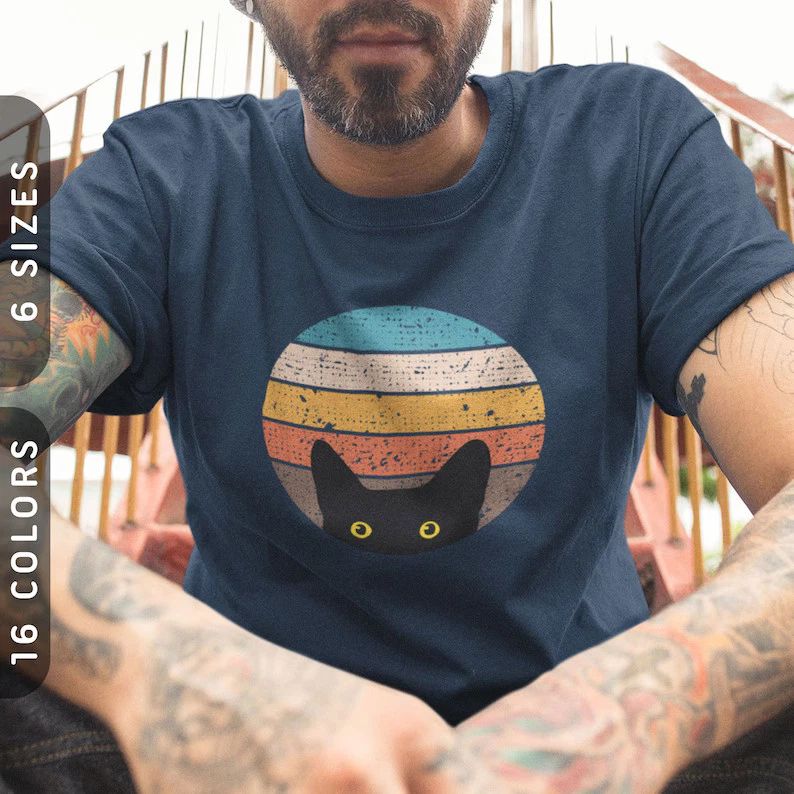 Peeking Cat Retro Comfort Tee Shirt Animal Lover Gift Unisex T-shirt, Sweatshirt, Hoodie, Long Sleeve Tee - T-Shirt, Sweatshirt, Hoodie