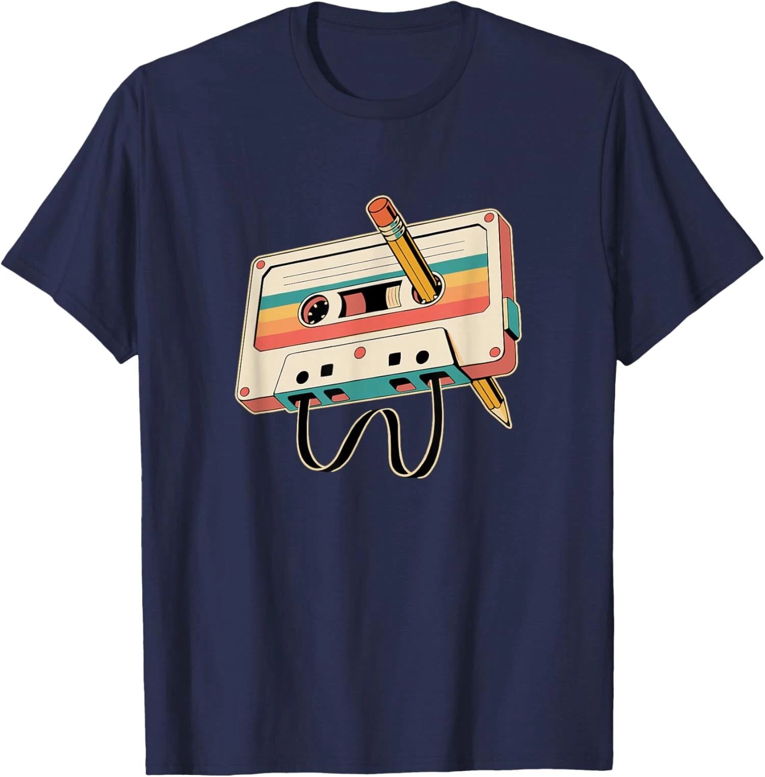 Retro Cassette Tape with Pencil 80s 90s Music Party Unisex T-Shirt Unisex T-shirt, Sweatshirt, Hoodie, Long Sleeve Tee - T-Shirt, Sweatshirt, Hoodie