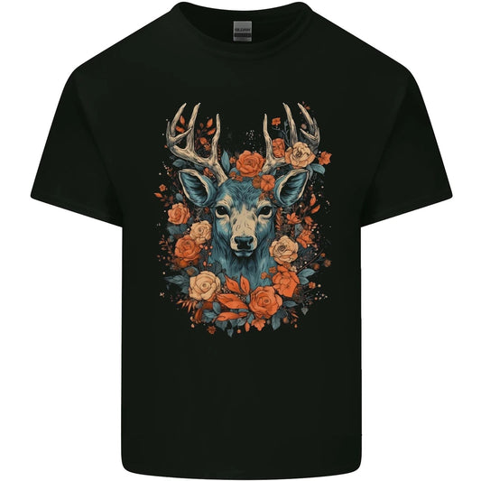 A Fantasy Deer With Flowers Mens Cotton T-Shirt Tee Top Unisex T-shirt, Sweatshirt, Hoodie, Long Sleeve Tee - T-Shirt, Sweatshirt, Hoodie