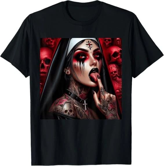 NEW POPULAR  Aesthetic Occult Unholy Grunge Emo Punk Nun T-Shirt Unisex T-shirt, Sweatshirt, Hoodie, Long Sleeve Tee - T-Shirt, Sweatshirt, Hoodie