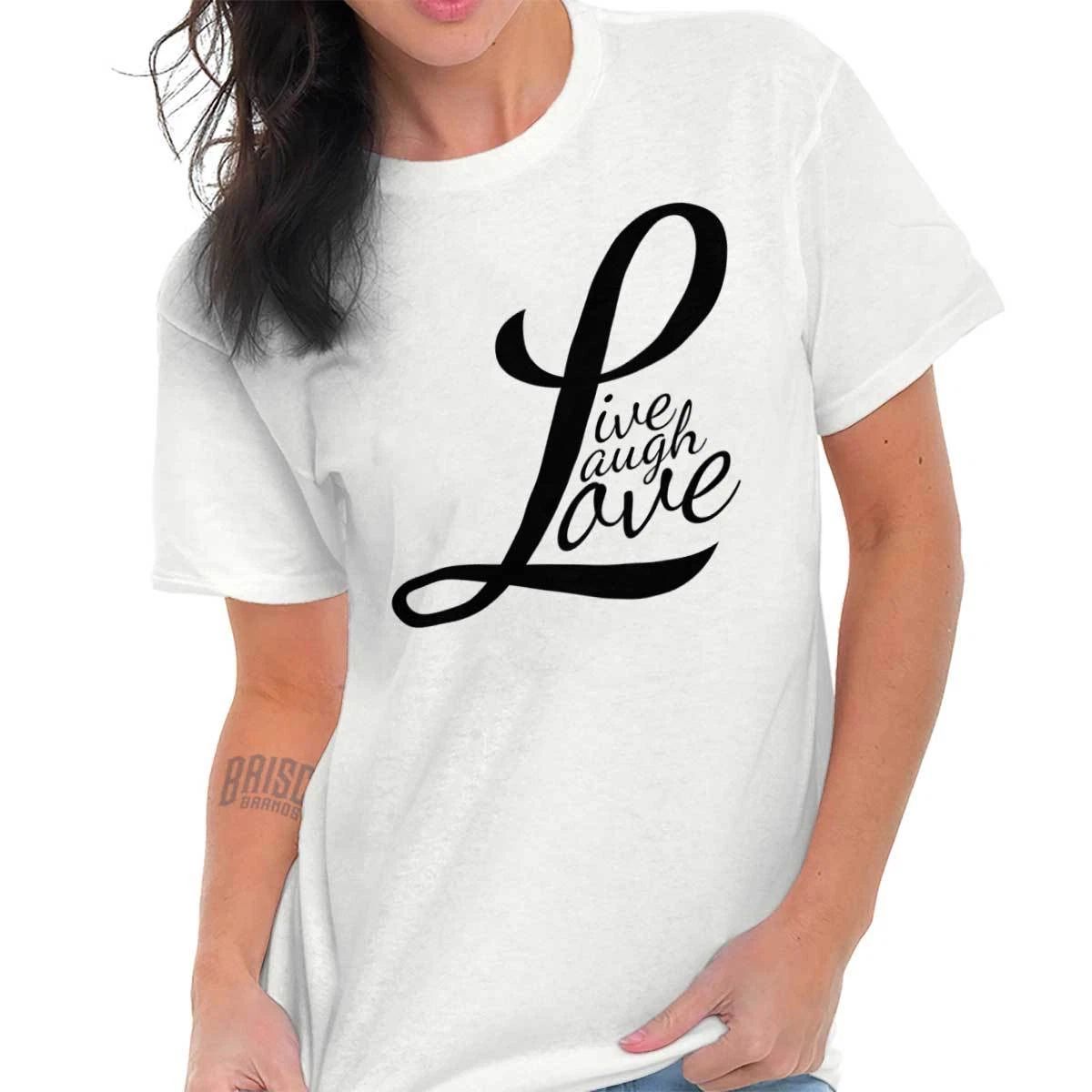 Live Laugh Love Cute Romantic Valentines Day Womens Crewneck T Shirt Tees Tops Unisex T-shirt, Sweatshirt, Hoodie, Long Sleeve Tee - T-Shirt, Sweatshirt, Hoodie