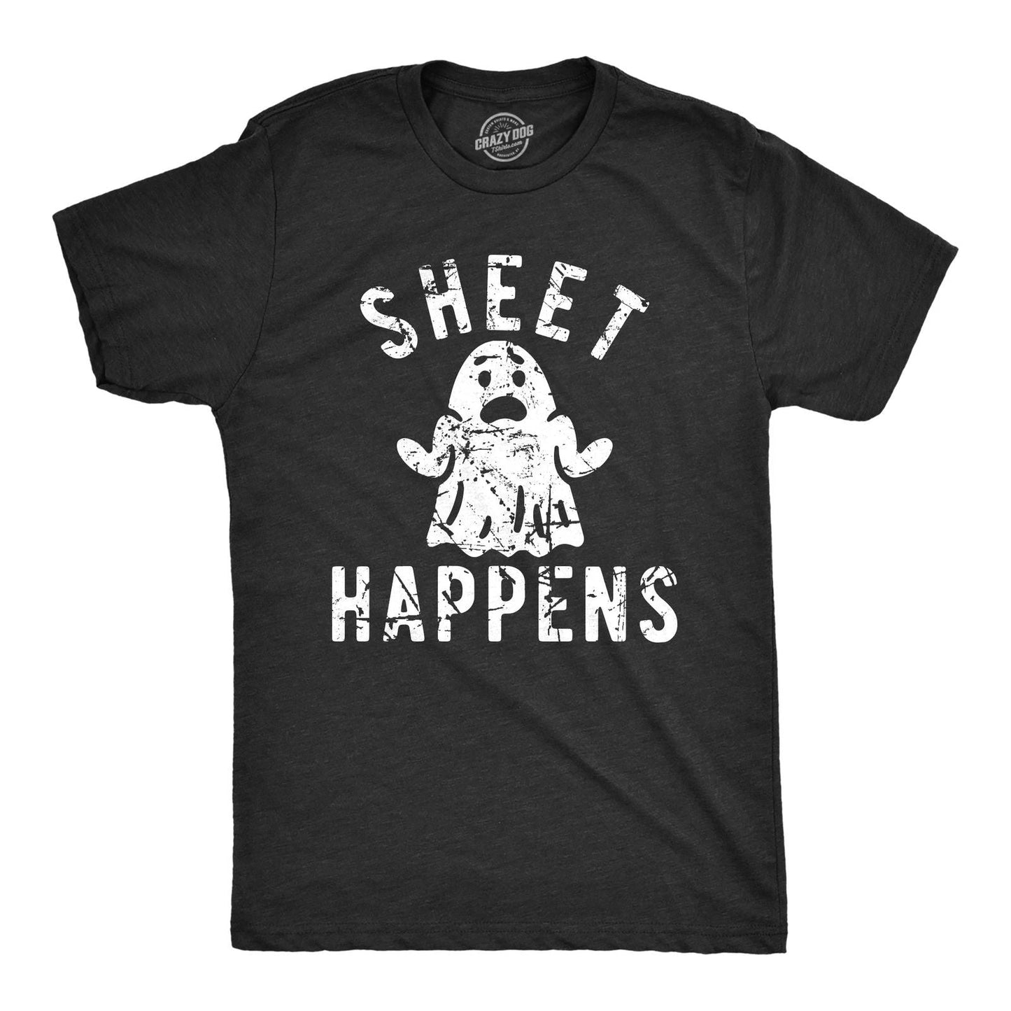 Mens Sheet Happens T Shirt Funny Halloween Ghost Costume Joke Tee for Guys Unisex T-shirt, Sweatshirt, Hoodie, Long Sleeve Tee - T-Shirt, Sweatshirt, Hoodie