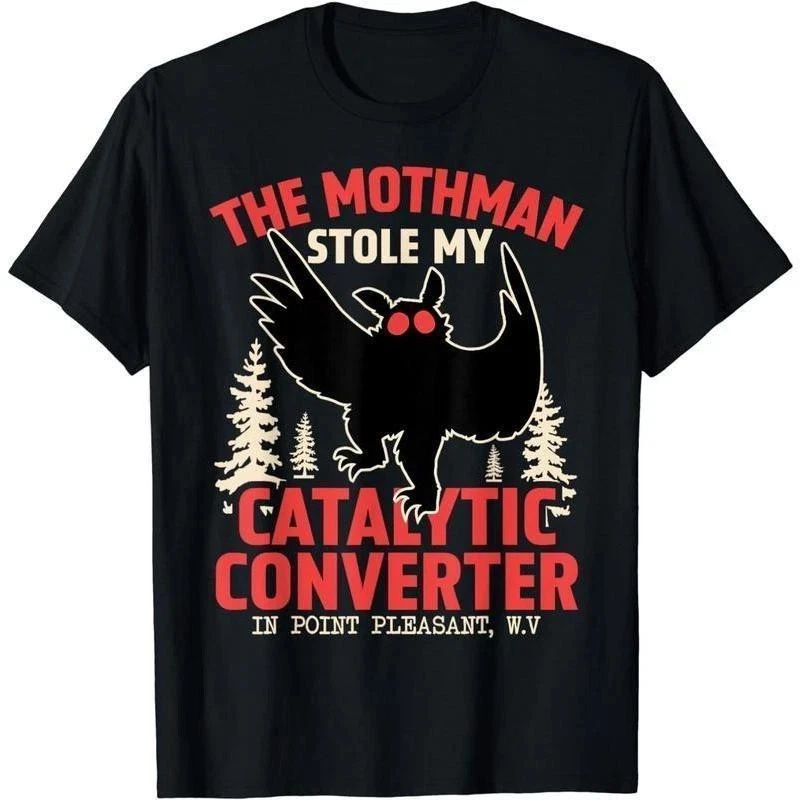 Funny Mothman Stole My Catalytic Converter Mothman Cryptid T-Shirt Cryptozoology Unisex T-shirt, Sweatshirt, Hoodie, Long Sleeve Tee - T-Shirt, Sweatshirt, Hoodie