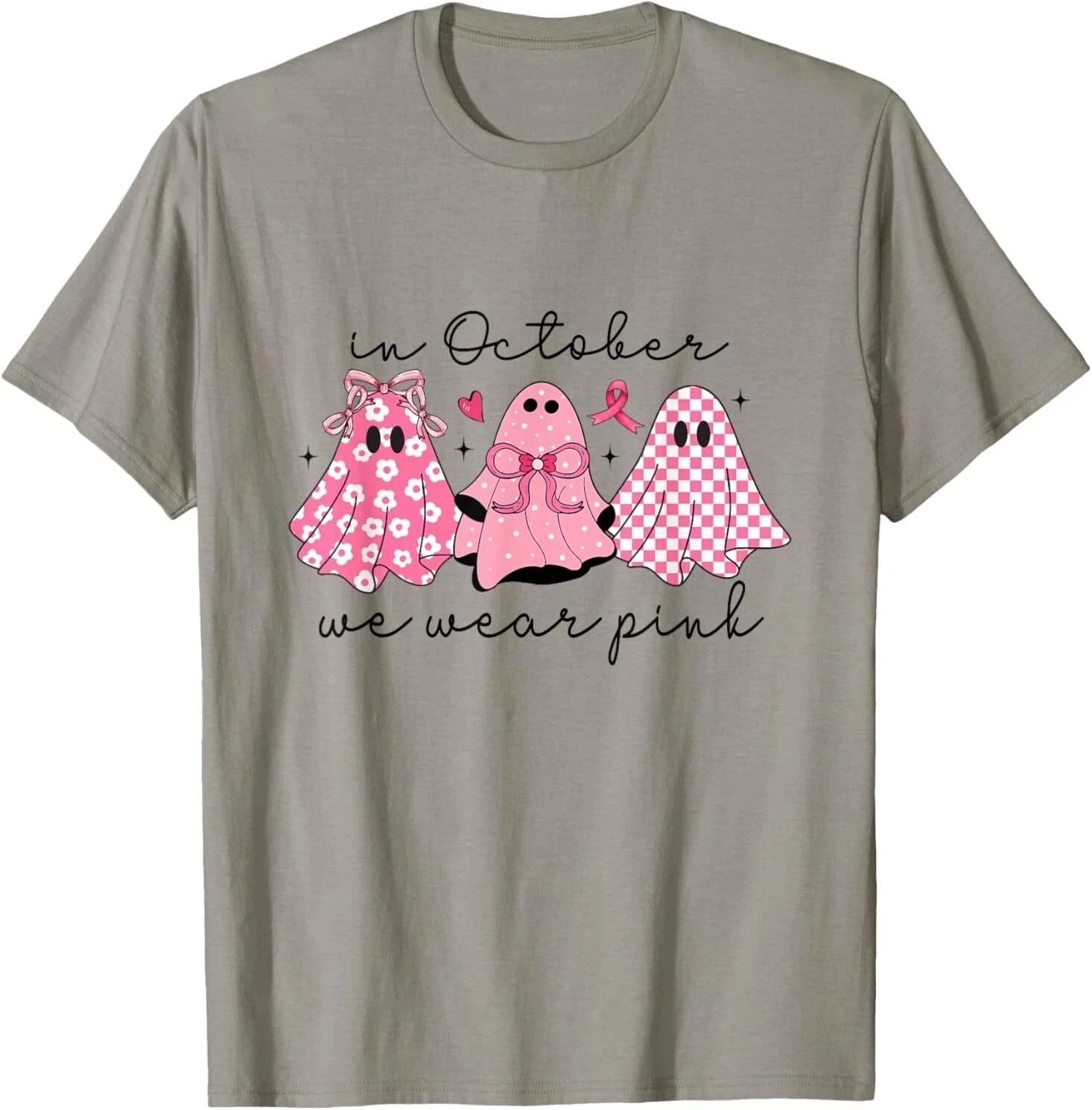 In October We Wear Pink Cute Ghost T-Shirt S-4XL Unisex T-shirt, Sweatshirt, Hoodie, Long Sleeve Tee - T-Shirt, Sweatshirt, Hoodie