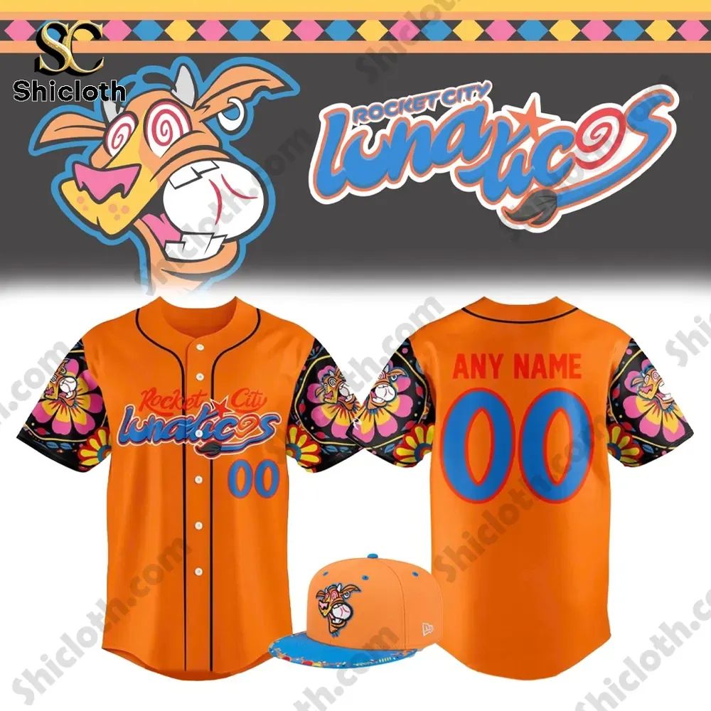 Rocket City Trash Pandas Rawlings Orange Lunaticos 2026 Jersey sports jersey product view 1