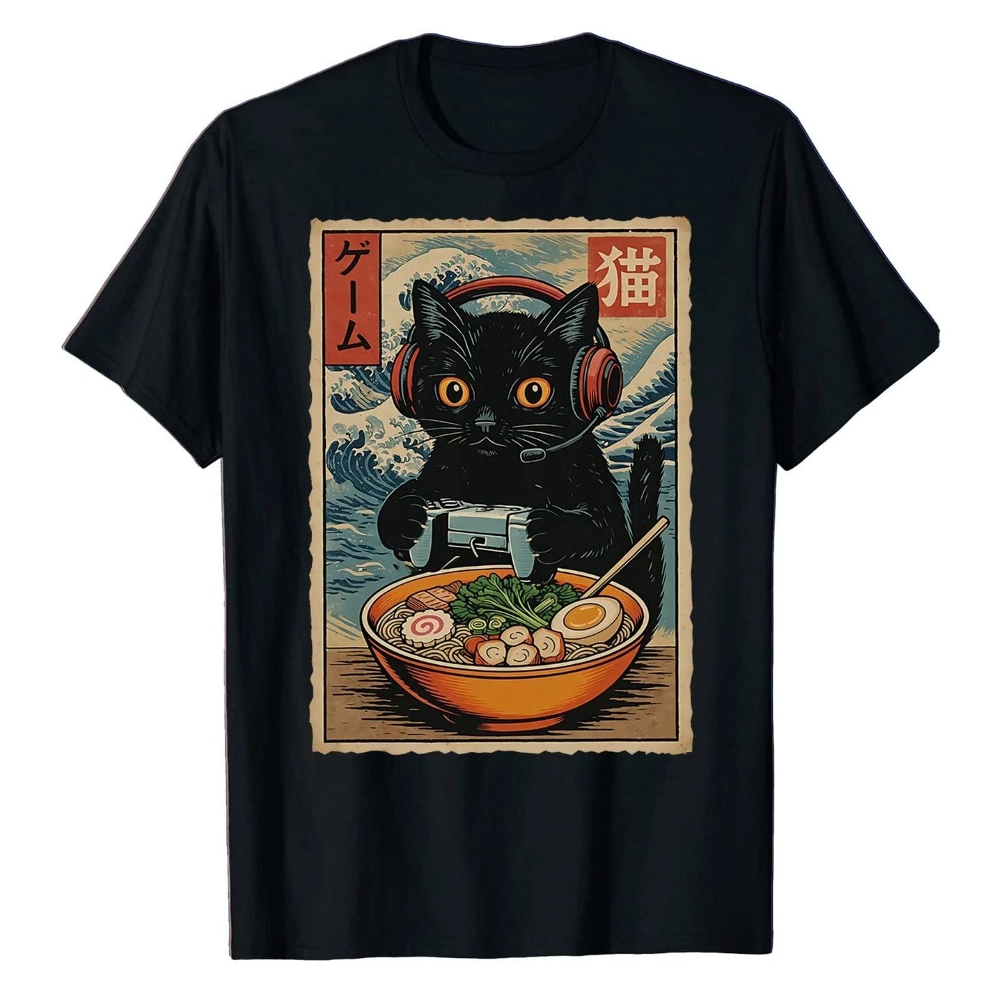 Kawaii Gamer Cat Ramen T-shirt Retro Japanese Cute Cat Lovers Gaming Funny Tee Unisex T-shirt, Sweatshirt, Hoodie, Long Sleeve Tee - T-Shirt, Sweatshirt, Hoodie