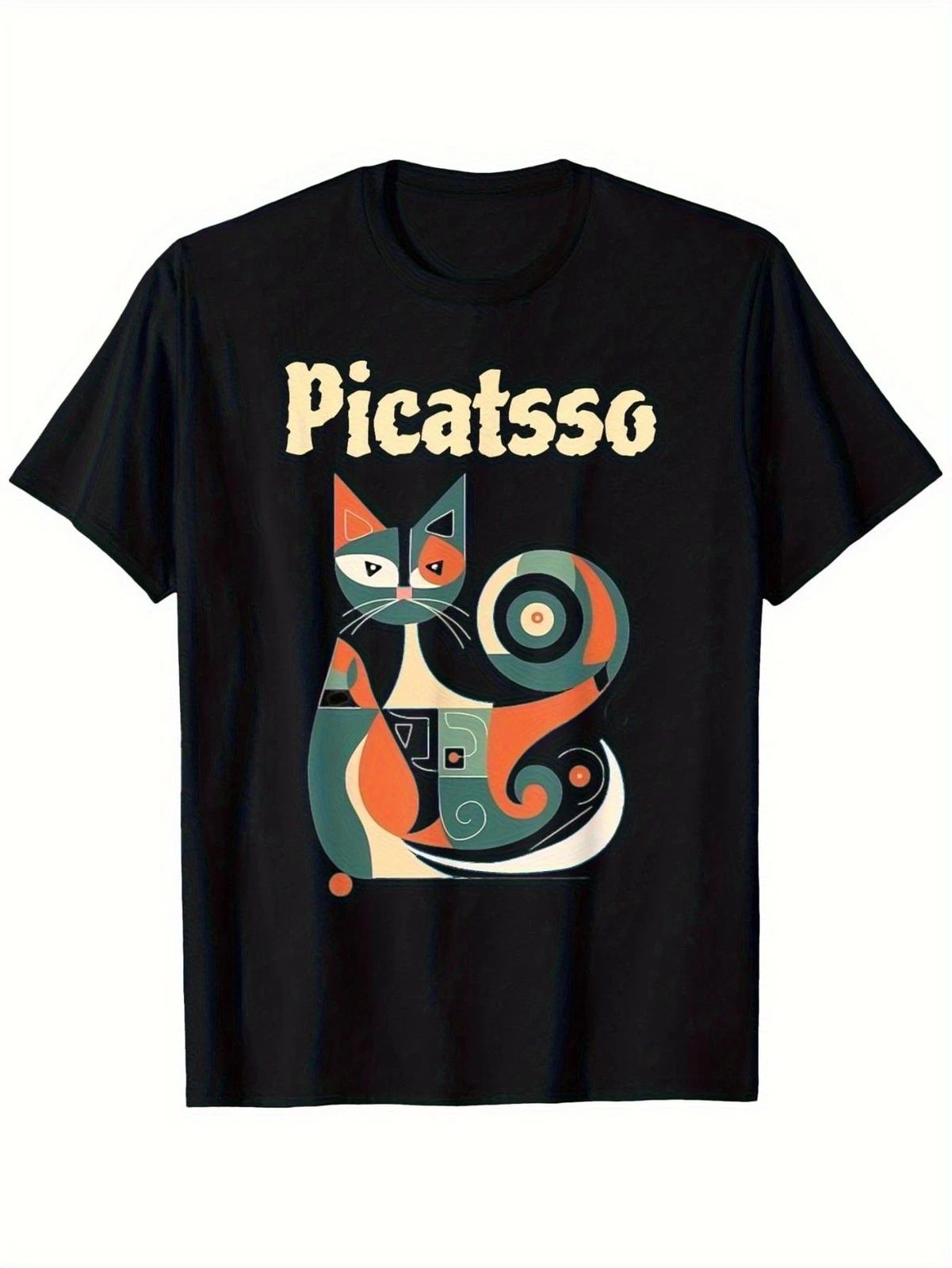 New Black Abstract Cat Picasso-Inspired T-Shirt - Cubist Style Picasso Logo-Lik Unisex T-shirt, Sweatshirt, Hoodie, Long Sleeve Tee - T-Shirt, Sweatshirt, Hoodie