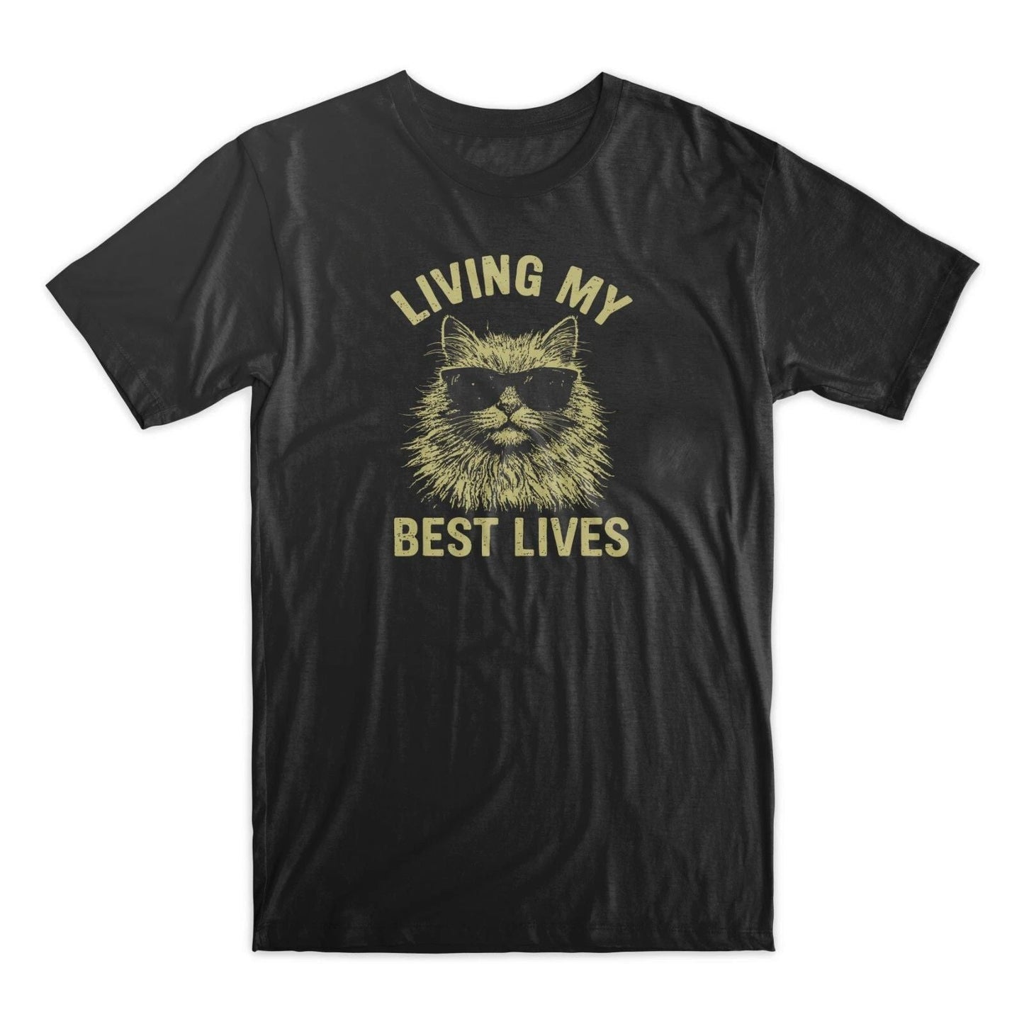 Living My Best Lives Funny Cat Retro Tee Unisex T-shirt, Sweatshirt, Hoodie, Long Sleeve Tee - T-Shirt, Sweatshirt, Hoodie