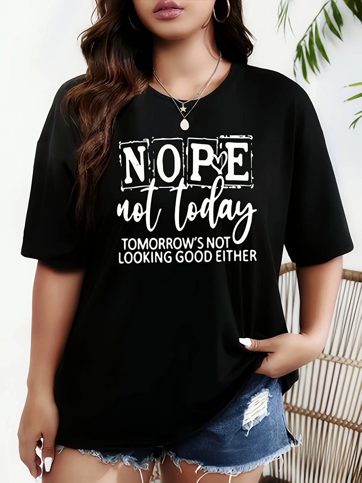 Nope Not Today Sarcastic Graphic Tee - Funny Relatable Mood T-Shirt Unisex T-shirt, Sweatshirt, Hoodie, Long Sleeve Tee - T-Shirt, Sweatshirt, Hoodie