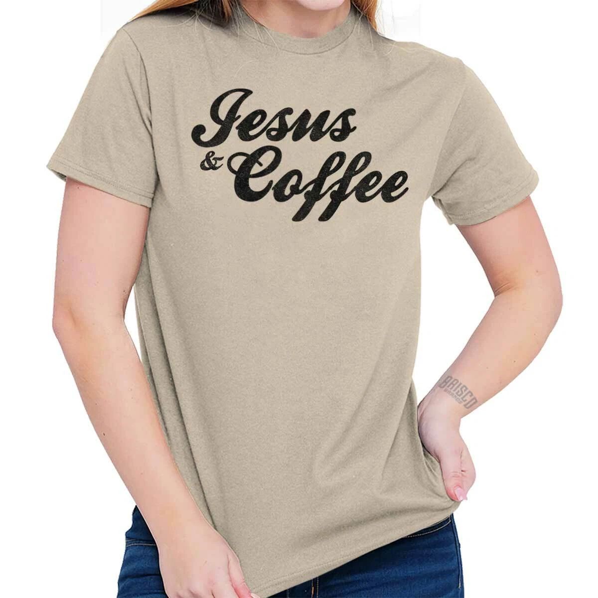 Cute Christian Faith Jesus Christ and Coffee Womens Graphic Crewneck T Shirt Tee Unisex T-shirt, Sweatshirt, Hoodie, Long Sleeve Tee - T-Shirt, Sweatshirt, Hoodie