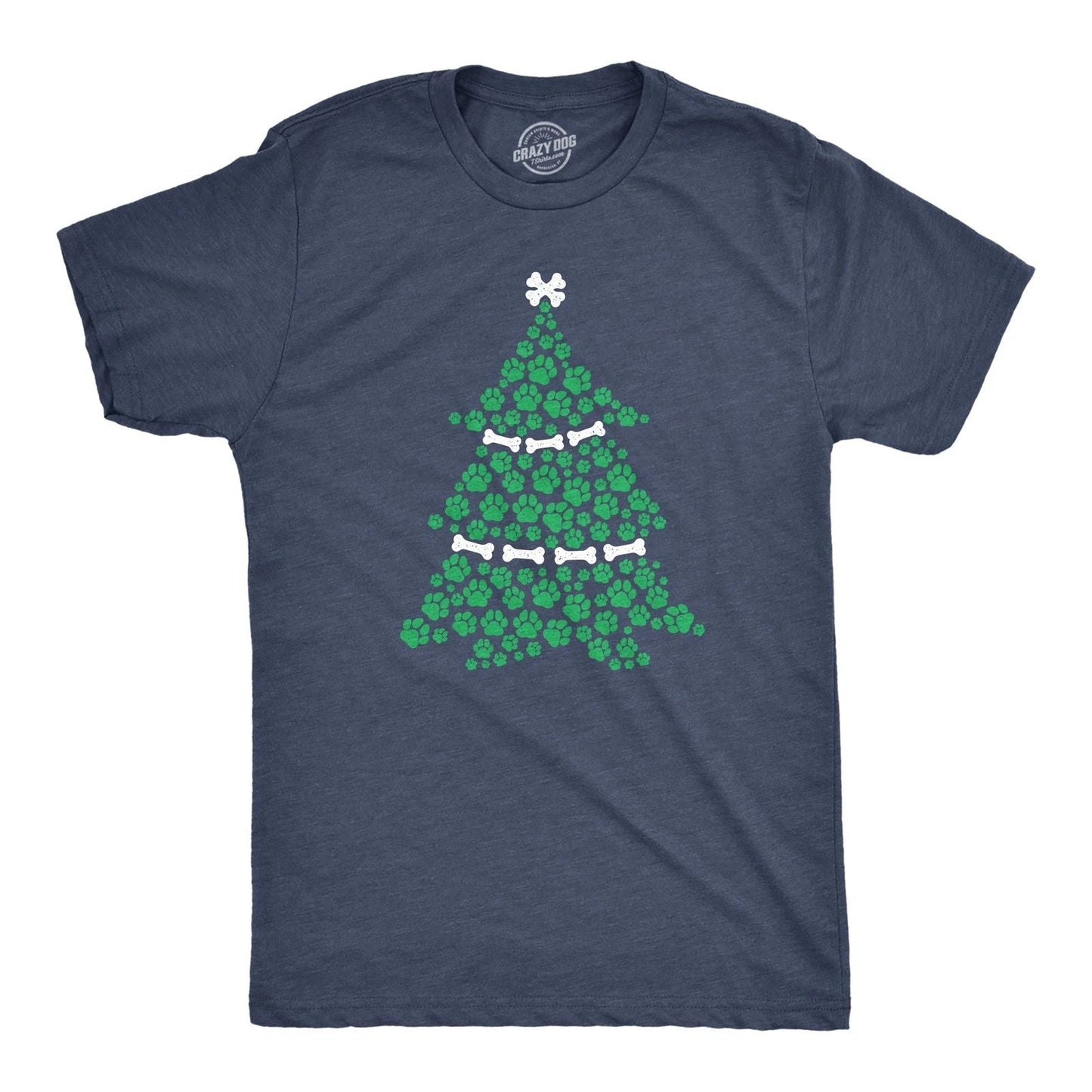 Mens Dog Paw Christmas Tree T Shirt Cute Festive Holiday Puppy Lover Tee Unisex T-shirt, Sweatshirt, Hoodie, Long Sleeve Tee - T-Shirt, Sweatshirt, Hoodie