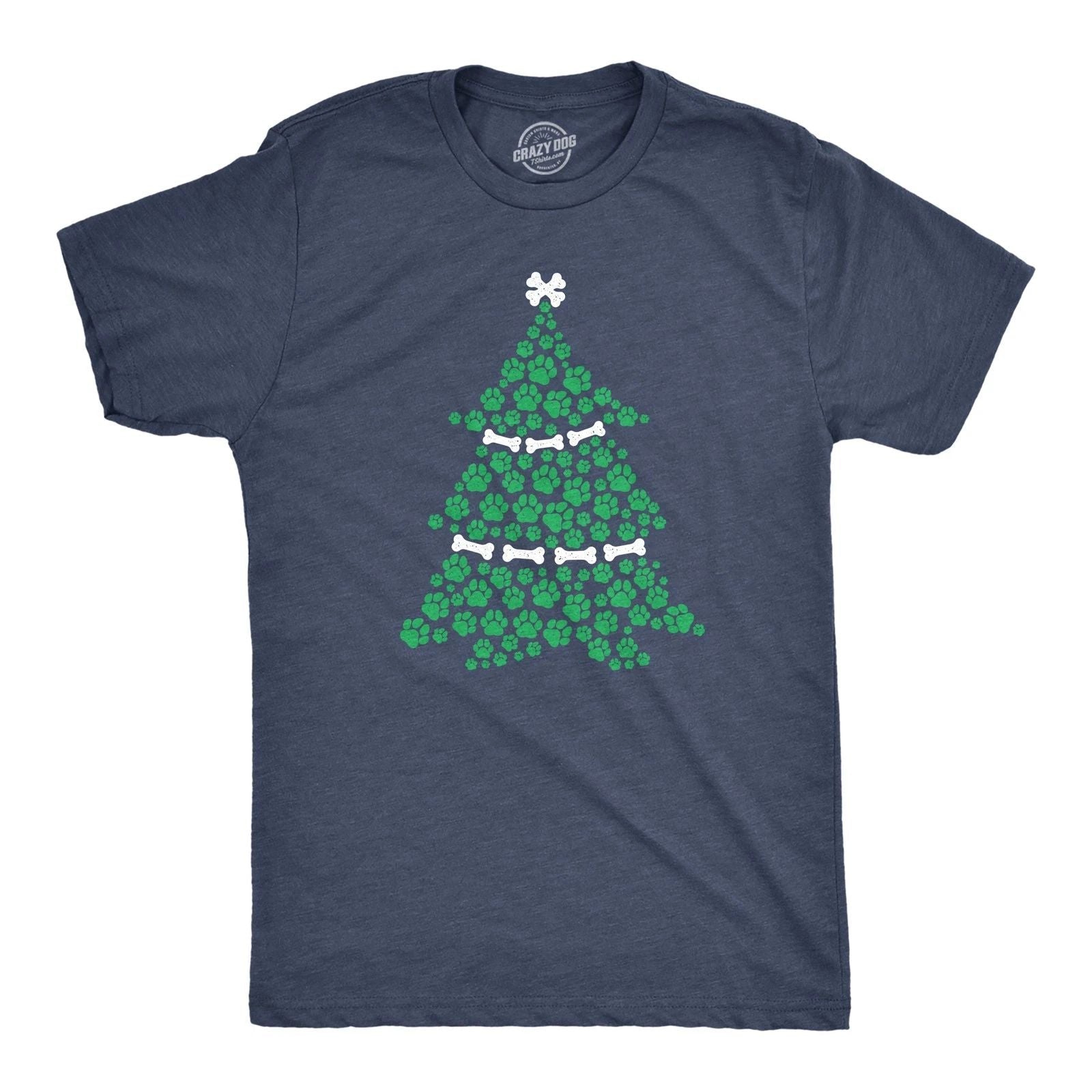 Mens Dog Paw Christmas Tree T Shirt Cute Festive Holiday Puppy Lover Tee Unisex T-shirt, Sweatshirt, Hoodie, Long Sleeve Tee - T-Shirt, Sweatshirt, Hoodie
