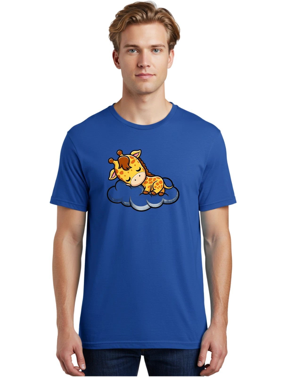 Sleeping-Giraffe Mens Graphic Tee, 100% Cotton, Casual Summer Wear Unisex T-shirt, Sweatshirt, Hoodie, Long Sleeve Tee - T-Shirt, Sweatshirt, Hoodie