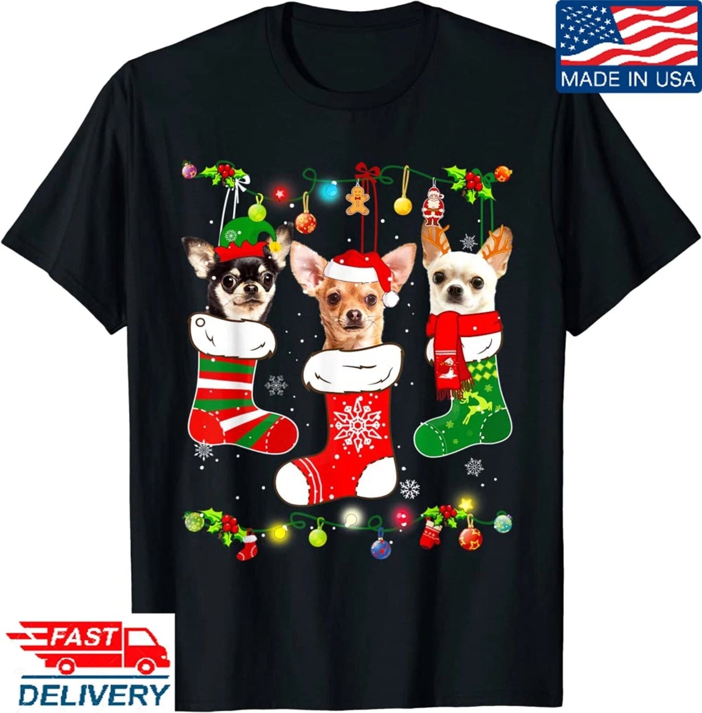 Chihuahua Christmas Lights Gift Funny Xmas Dog Lover T-Shirt, Unisex Tees Unisex T-shirt, Sweatshirt, Hoodie, Long Sleeve Tee - T-Shirt, Sweatshirt, Hoodie