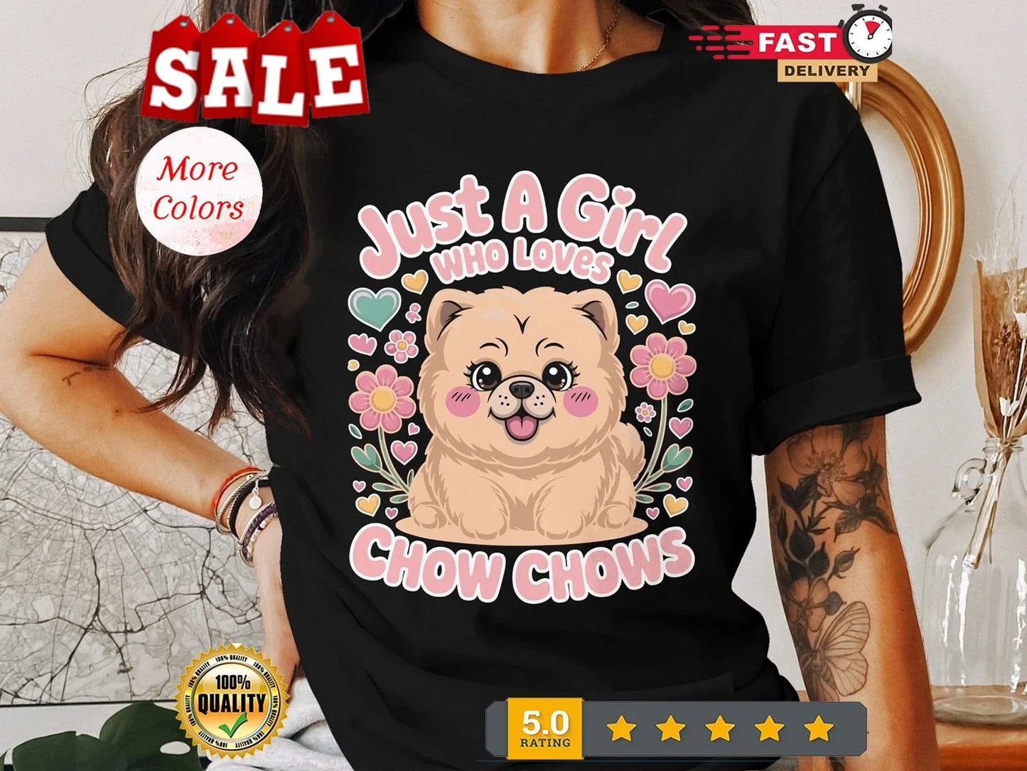 Just a Girl Who Loves Chow Chows T-Shirt, Cute Dog Lover Gift Tee for Women Unisex T-shirt, Sweatshirt, Hoodie, Long Sleeve Tee - T-Shirt, Sweatshirt, Hoodie