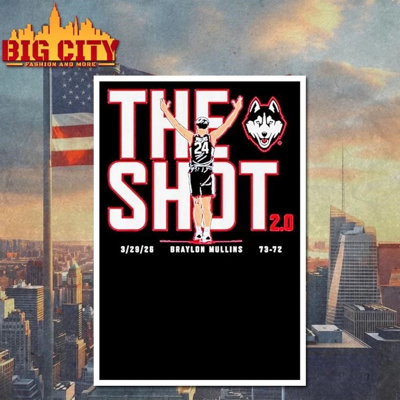 Uconn Huskies Basketball Braylon Mullins The Shot 2 - Adult & Kids T-Shirts, Sweatshirts & Hoodies apparel design preview 4