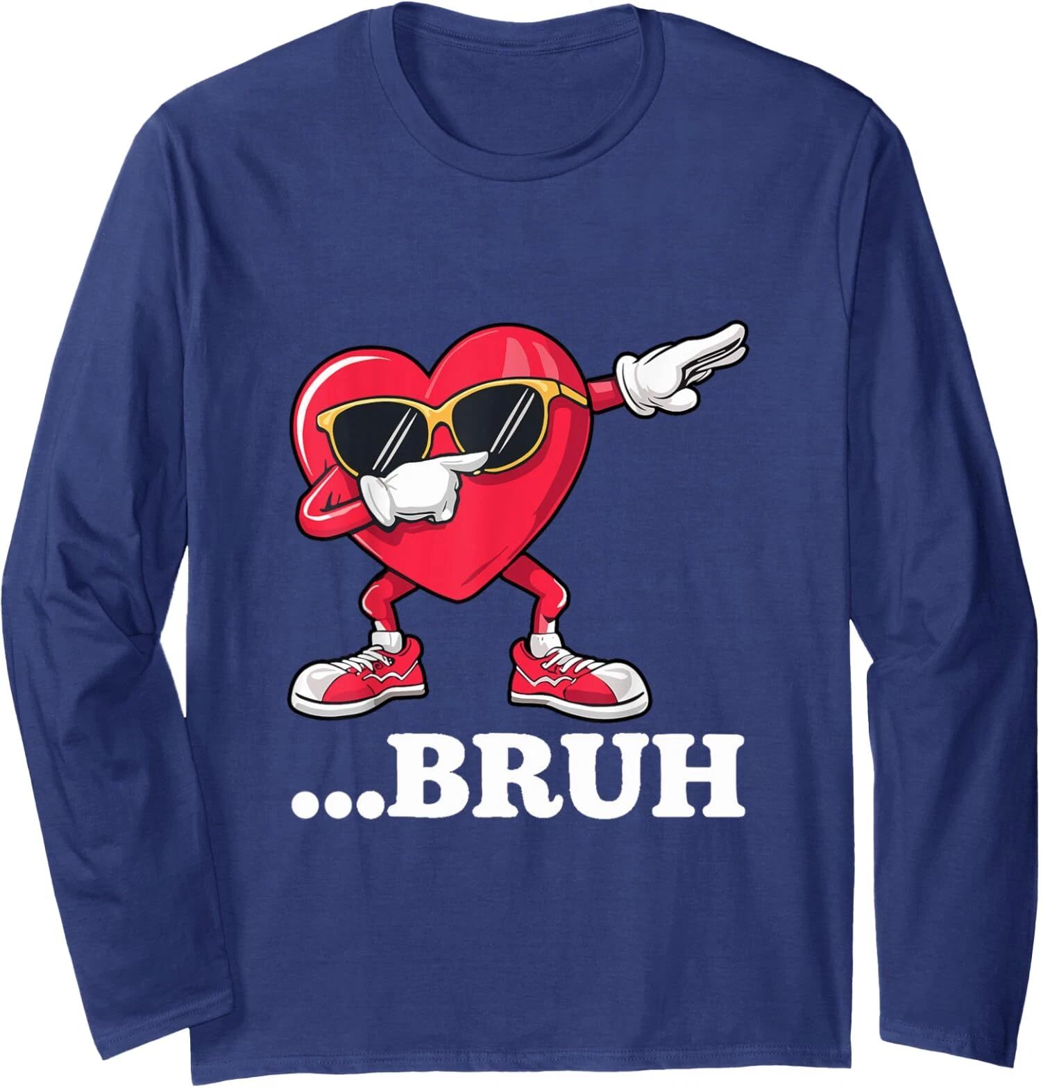 Bruh Dabbing Heart Funny Valentine Day Cute And Cool Long Sleeve Tshirt Unisex T-shirt, Sweatshirt, Hoodie, Long Sleeve Tee - T-Shirt, Sweatshirt, Hoodie
