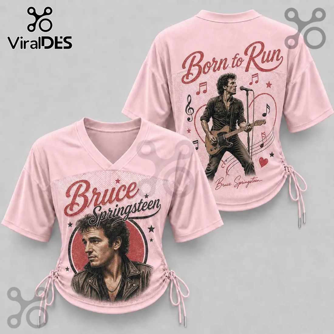 Bruce Springsteen Born to Run Pink Lace-Up Jersey sports jersey product view 1