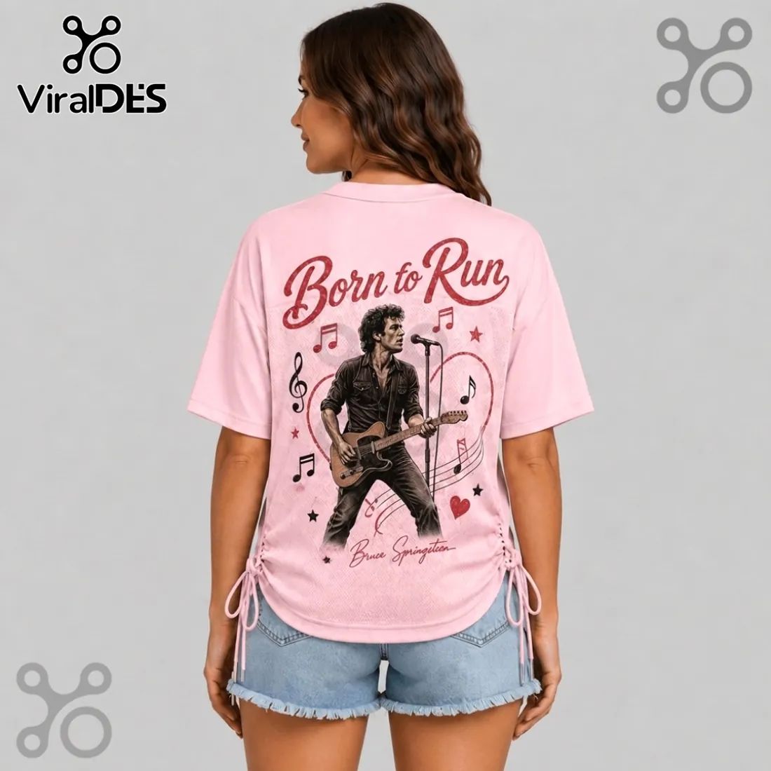 Bruce Springsteen Born to Run Pink Lace-Up Jersey sports jersey product view 3