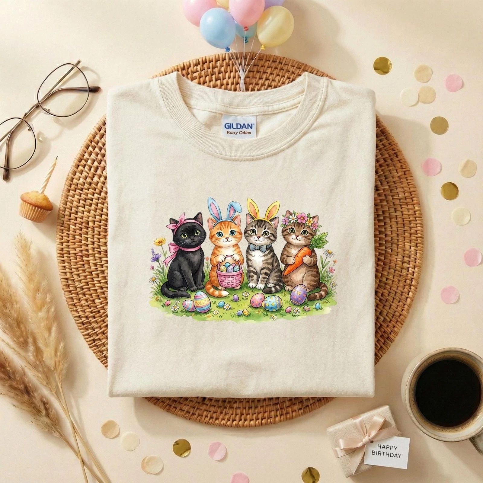 Cute Easter Cats Shirt, Bunny Ear Cats Easter Graphic Tee, Kawaii Cat Easter Egg Unisex T-shirt, Sweatshirt, Hoodie, Long Sleeve Tee - T-Shirt, Sweatshirt, Hoodie