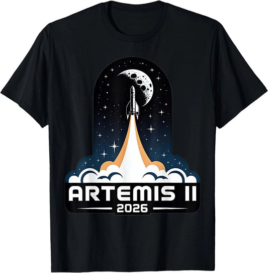 Artemis II Launch to The Moon 2026 Unisex T-Shirt, Gildan 5000 Unisex T-shirt, Sweatshirt, Hoodie, Long Sleeve Tee - T-Shirt, Sweatshirt, Hoodie